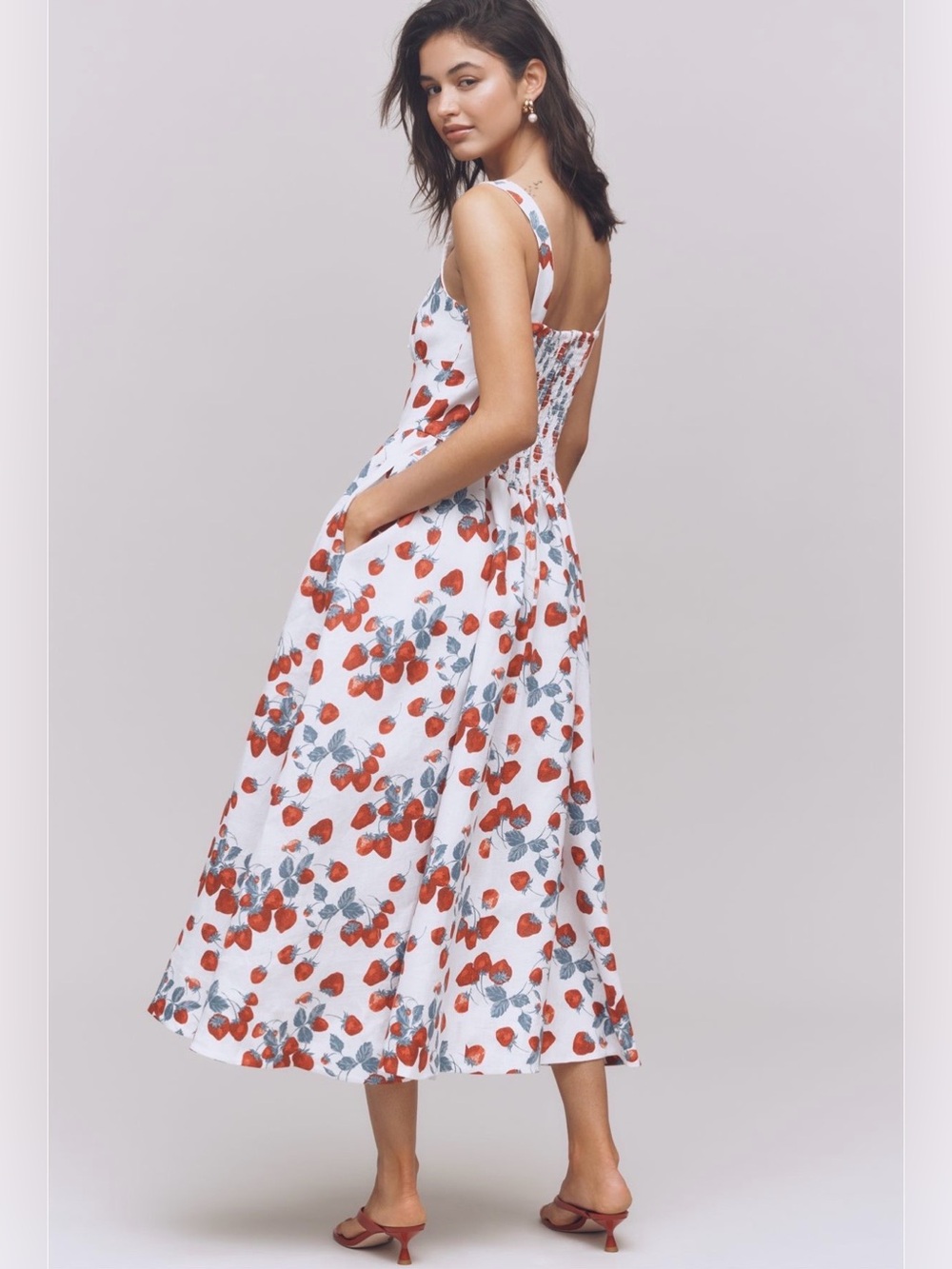 Reformation Balia Linen Sleeveless Basque-Waist Midi Dress - Picture 5 of 16